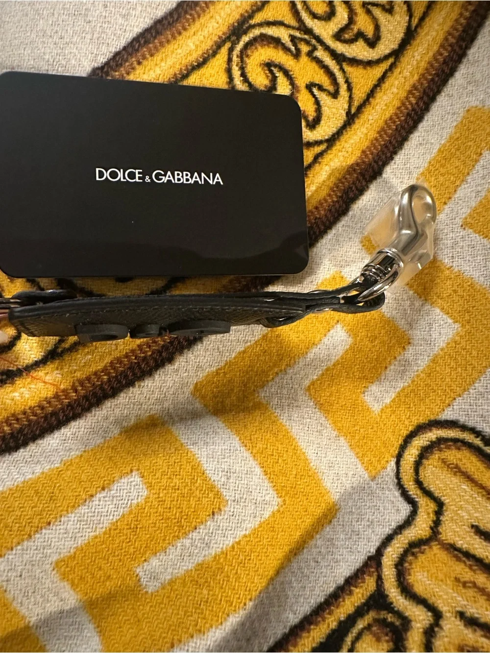 Dolce & Gabbana Black D&G Calfskin Leather Keychain NWT